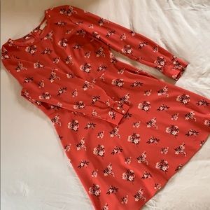 LOFT A-Line Floral Long-Sleeve Dress